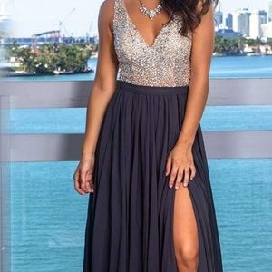 Black with silver sequin formal dress